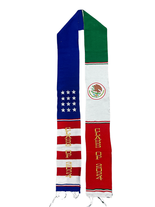 “Class of 2024” Mexico and U.S.A Themed Sarape Graduation Stole