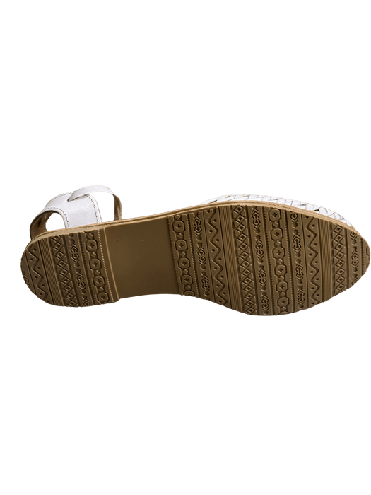 White Pink "Moño" with Flowers Wrap Around Heel Huarache