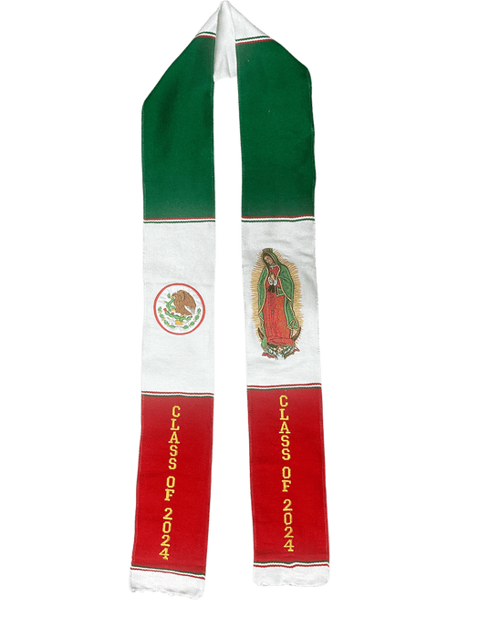 “Class of 2024” Tricolor with Virgen de Guadalupe Sarape Graduation Stole