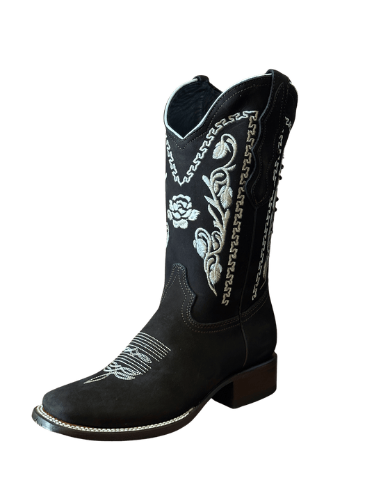 Women’s Brown Nobuck with Natural Flowers V2 FLO 33 Square Toe Rodeo Boot