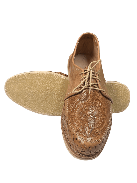Light Tan Aztec Calendar Shoelace Rubber Sole Huarache