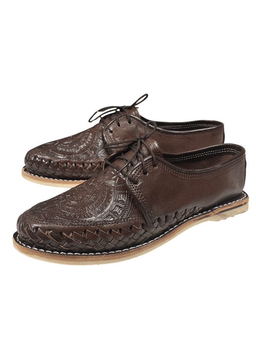 Brown Aztec Calendar Shoelace Rubber Sole Huarache