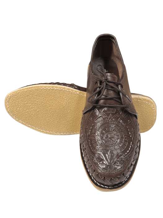 Brown Aztec Calendar Shoelace Rubber Sole Huarache