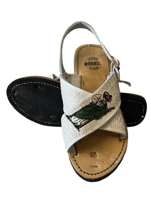 White "San Judas" Silk Thread Cruzado Huarache