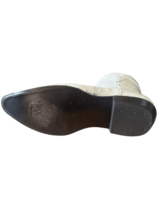 Bota de corte bajo de avestruz con punta redonda negra