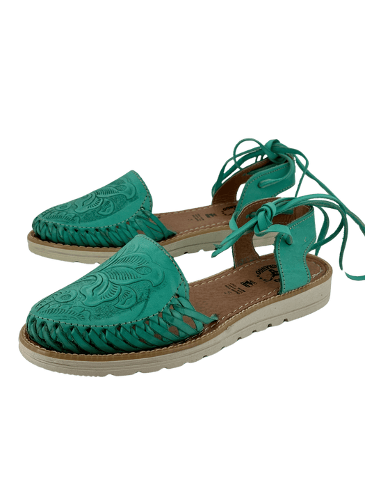 Mint Green Printed Flower Platform Wrap Around Heel Huarache 25 Mex 8 US