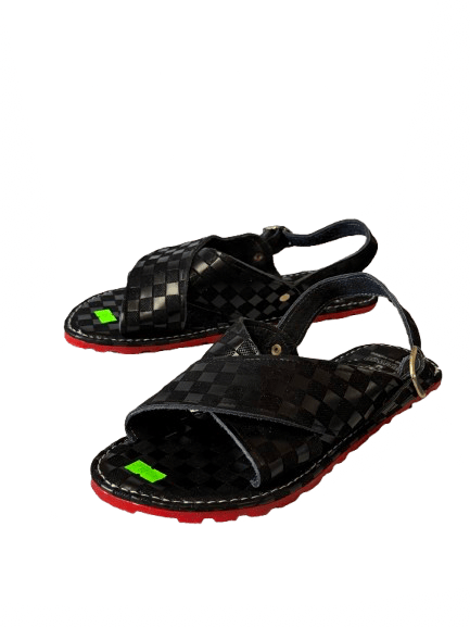All Black Checkered Suela Roja Cruzado Huarache