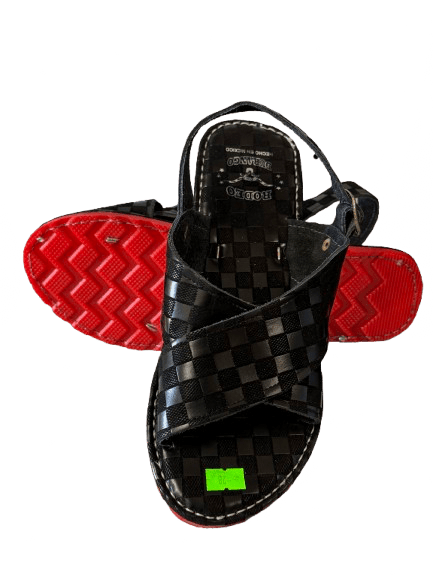 All Black Checkered Suela Roja Cruzado Huarache