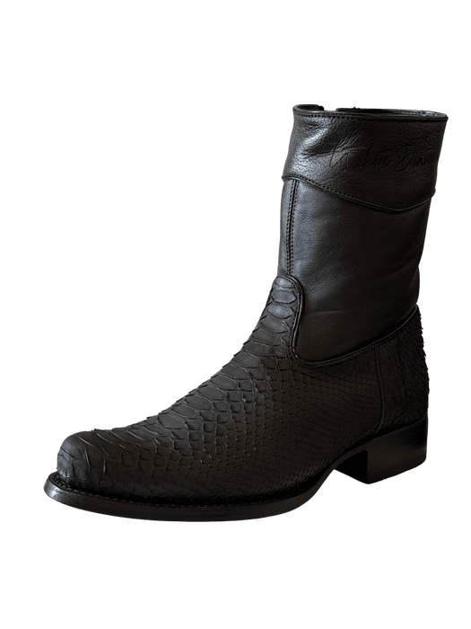 Black Python Roper Leather Sole Zipper Boot