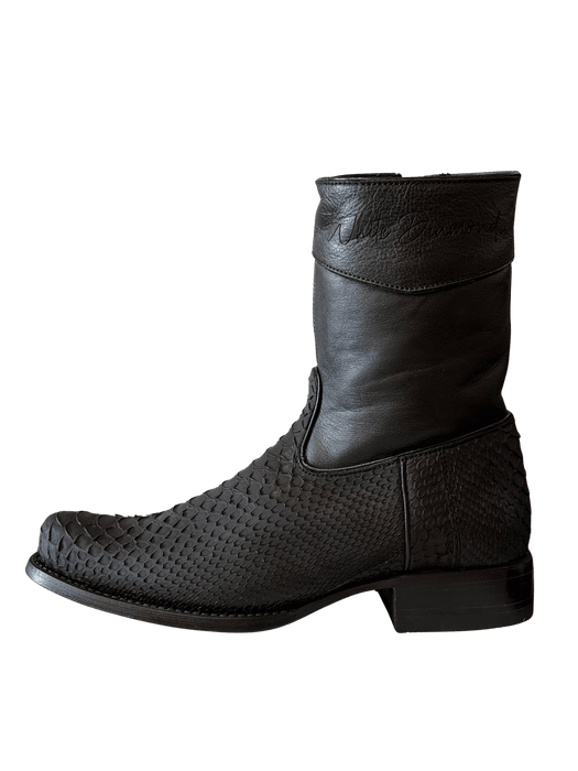 Black Python Roper Leather Sole Zipper Boot