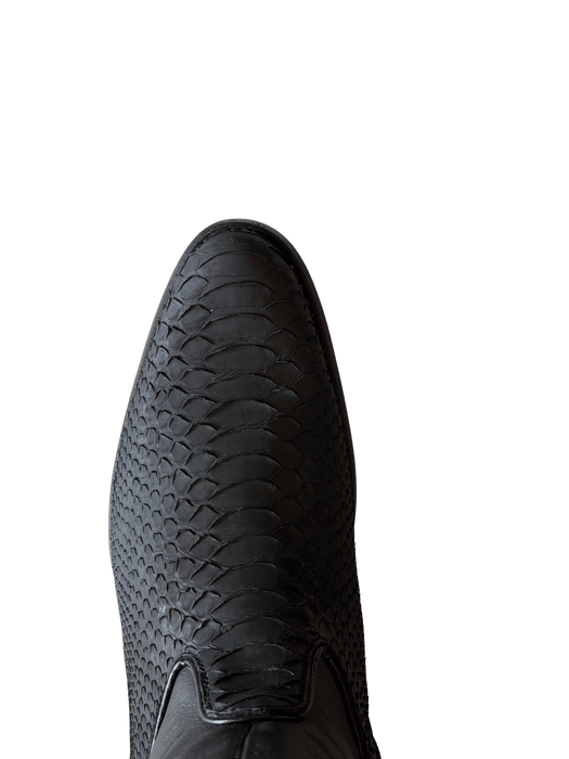 Black Python Roper Leather Sole Zipper Boot