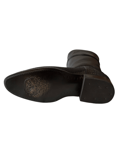 Black Python Roper Leather Sole Zipper Boot