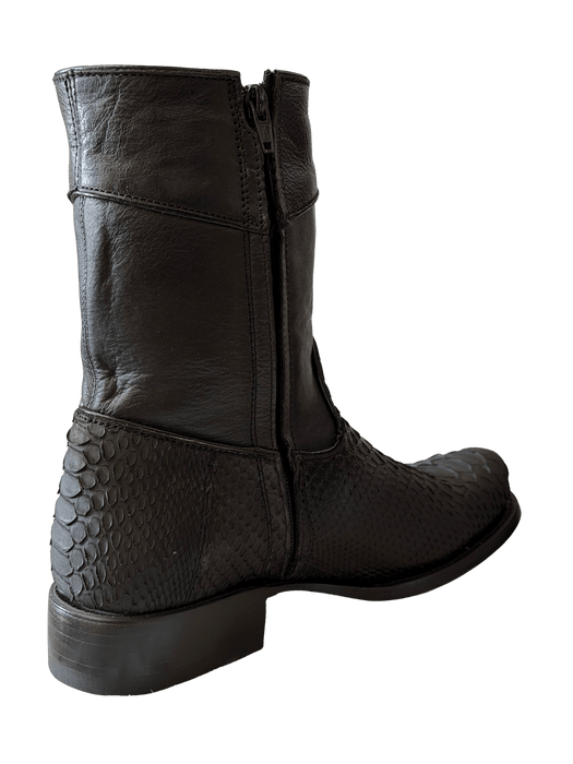 Black Python Roper Leather Sole Zipper Boot