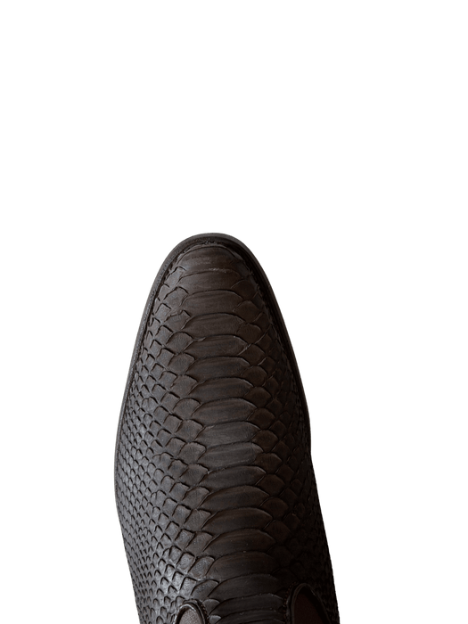 Brown Python Roper Leather Sole Zipper Boot