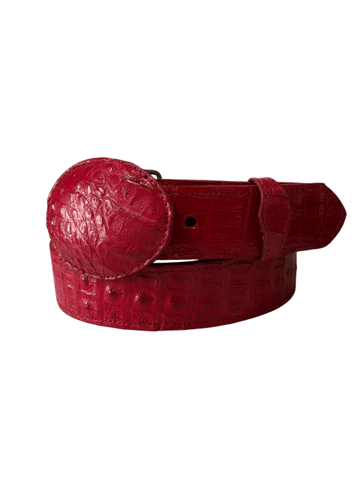 Men's 1 1/2” Red Crocodile / Caiman Leather Belt