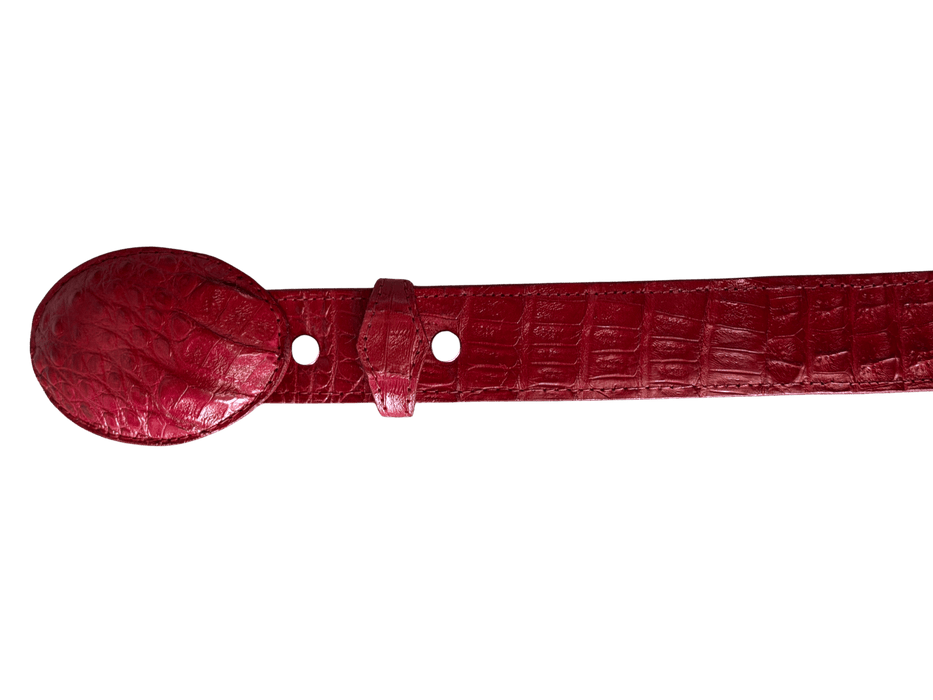 Men's 1 1/2” Red Crocodile / Caiman Leather Belt