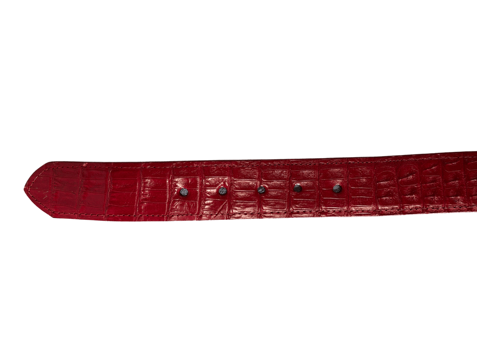Men's 1 1/2” Red Crocodile / Caiman Leather Belt