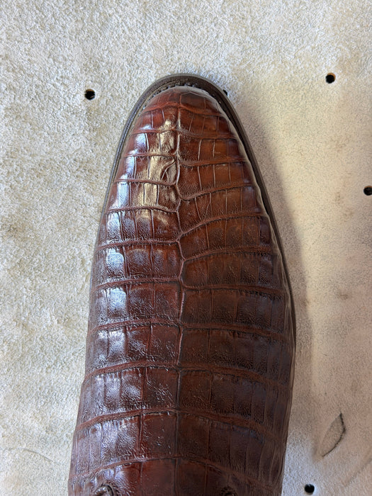 Brown Roper Round Toe with Zipper Crocodile/Caiman Leather Boot
