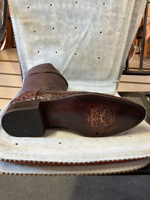 Brown Roper Round Toe with Zipper Crocodile/Caiman Leather Boot