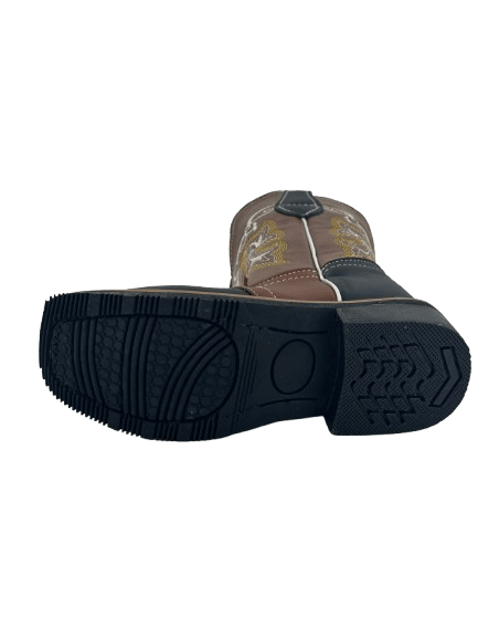Boys' Dark Brown with Honey Layered White Bull Square Toe Rodeo Boys' Dark Brown with Honey Layered White Bull Square Toe Rodeo