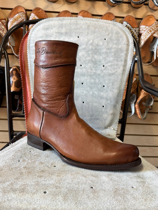 Dark Honey Belmont Western Roper Zipper Leather Sole Boot