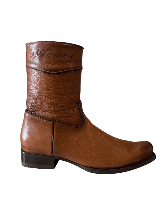 Dark Honey Belmont Western Roper Zipper Leather Sole Boot