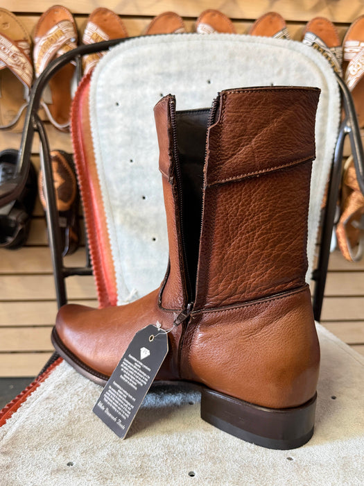 Dark Honey Belmont Western Roper Zipper Leather Sole Boot