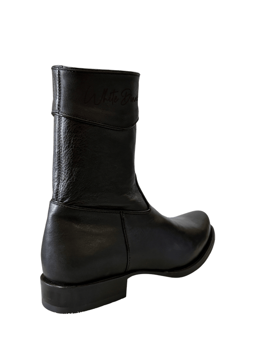 Black Belmont Western Roper Zipper Leather Sole Boot