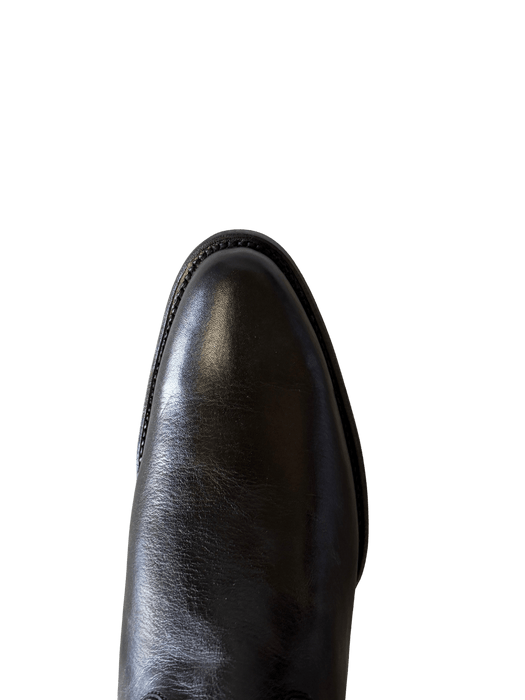 Black Belmont Western Roper Zipper Leather Sole Boot