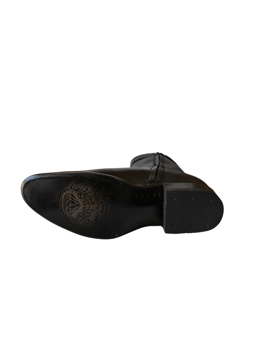 Black Belmont Western Roper Zipper Leather Sole Boot