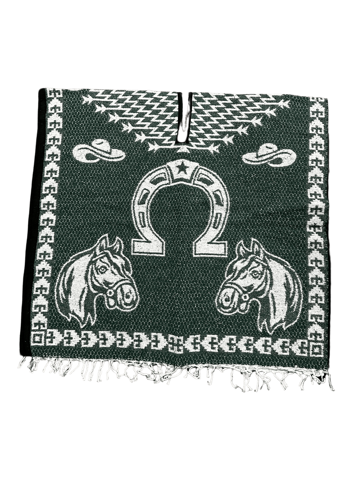 Green and White Horse Shoe with Horses Poncho / Gaban — Rodeo Durango ...