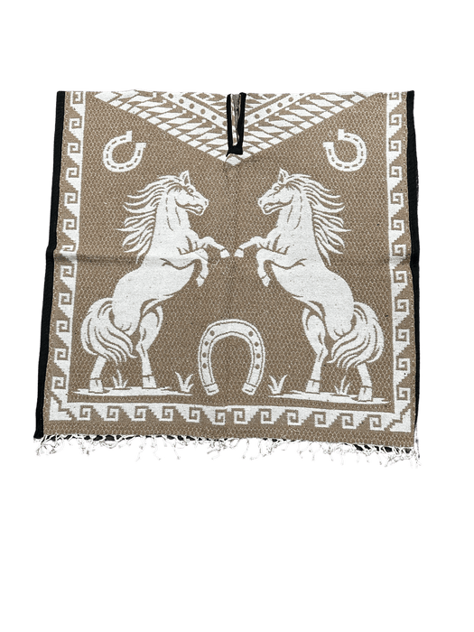Light Brown and White Standing Horses Poncho / Gaban