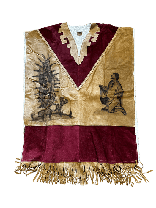 Virgen de Guadalupe Leather Poncho With Fur Inside