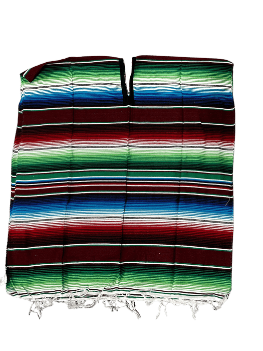 XLarge Brugundy Multicolor Sarape Saltillo Poncho / Gaban