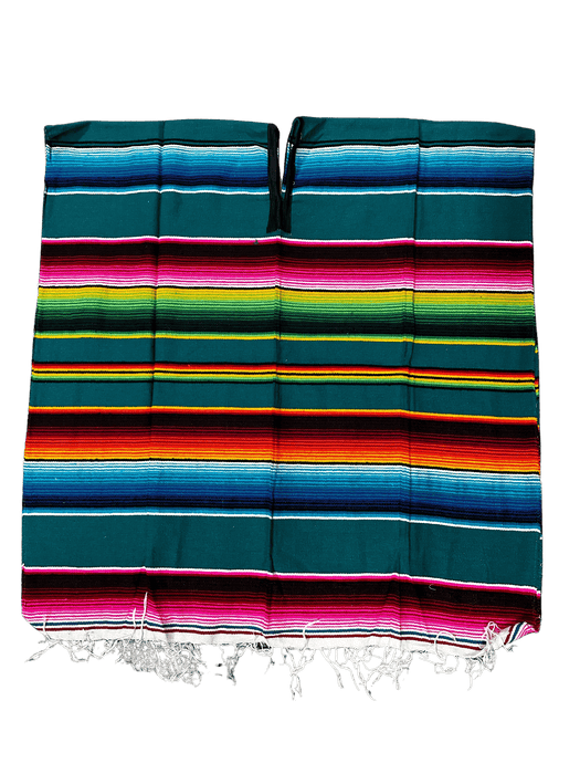 XLarge Teal Multicolor Sarape Saltillo Poncho / Gaban
