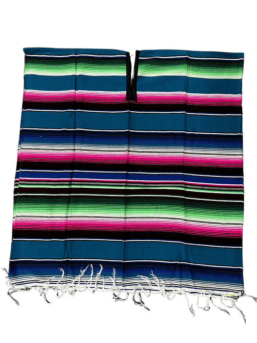 XLarge Turquoise Multicolor Sarape Saltillo Poncho / Gaban