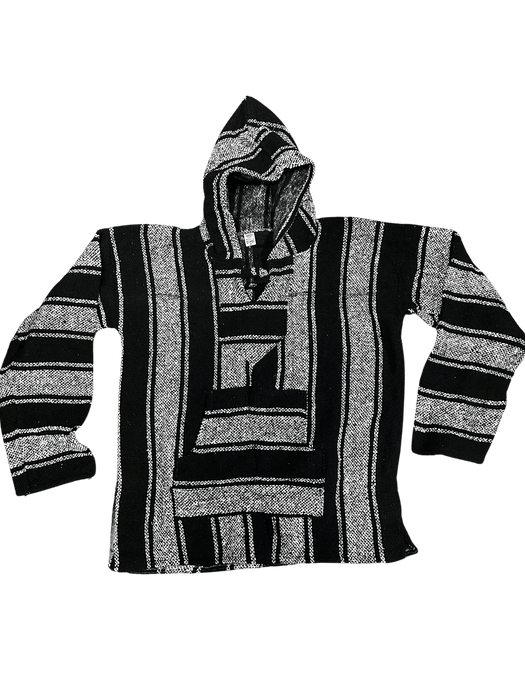 Black and White Traditional Baja Hoodie / Jerga