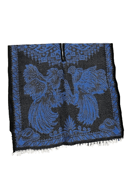 Black and Blue Roosters Fighting Poncho/Gaban