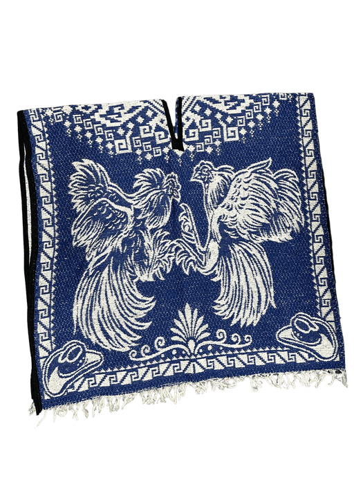 Blue and White Roosters Fighting Poncho/Gaban