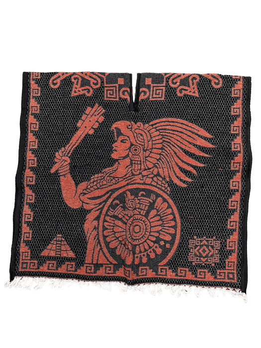 Black with Bronze Aztec Calendar with Warrior Poncho/Gaban