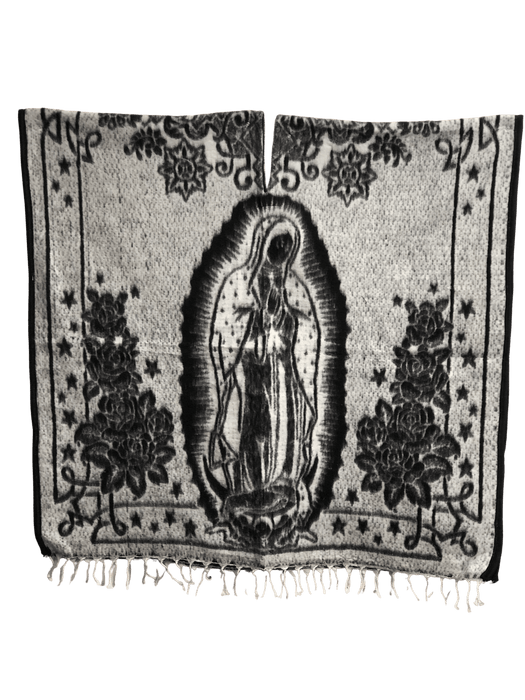Black and White Virgen de Guadalupe Poncho/Gaban