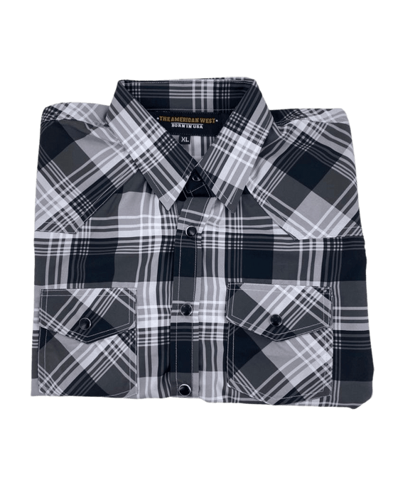 Kids Black, Grey, And White Flannel Western Button Down Shirt Large Kids Black, Grey, And White Flannel Western Button Down Shirt Large