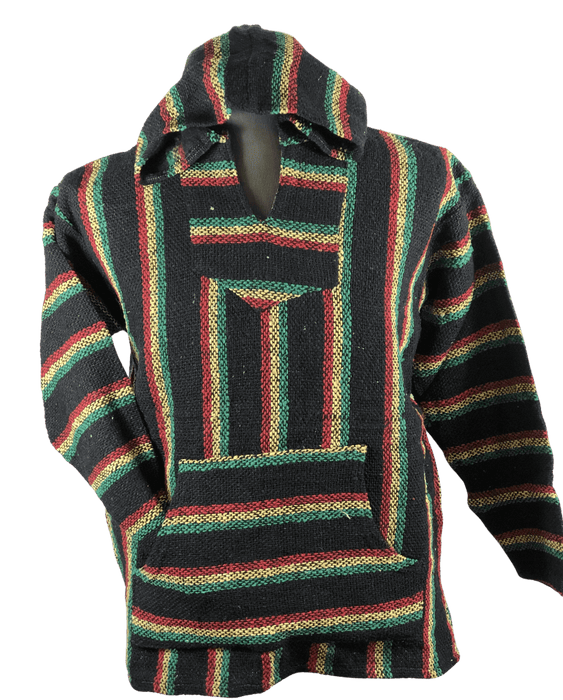 Baja Hoodie Black with Red, Yellow, and Green Lines 039