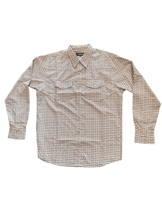 Beige Infinite Rhombus Western Button Down Shirt