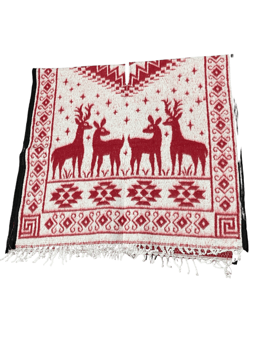 Red and White Deer Poncho / Gaban