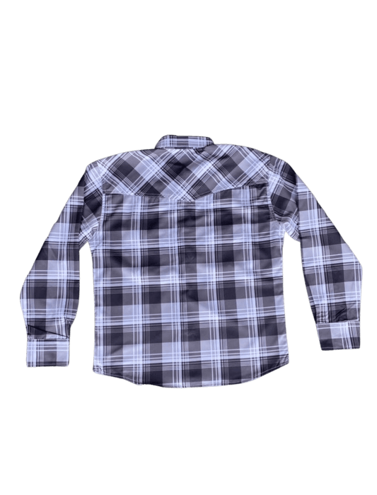 Kids Black, Grey, And White Flannel Western Button Down Shirt