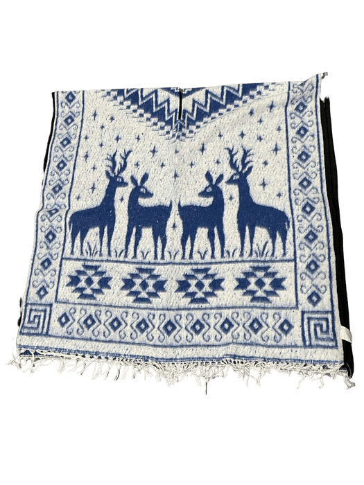 Blue and White Deer Poncho / Gaban