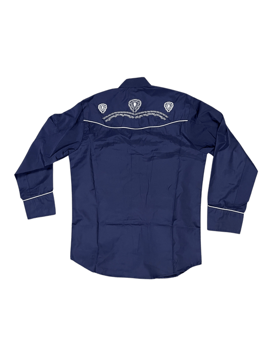 Navy Blue Traditional Charro Shirt