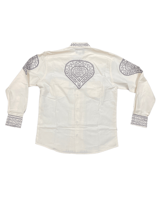 Beige with Brown Embroidered Intricate Design Charro Shirt