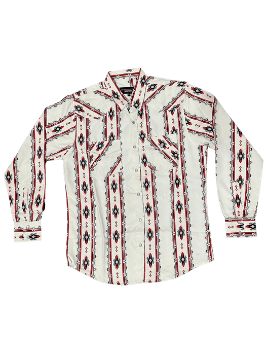 Beige Navajo Western Button Down Shirt
